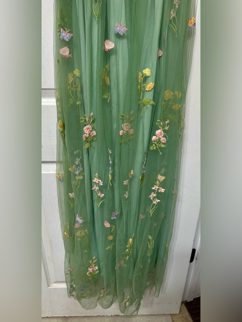 Baltic Born Sage Green Floral Embroidered Tulle Gown XL - Picture 12 of 13